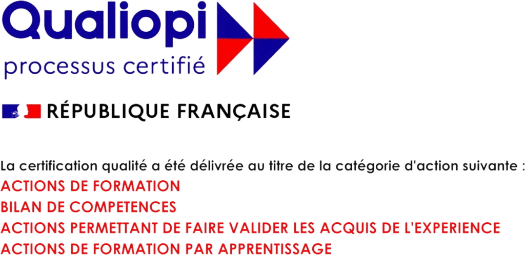 Logo Qualiopi, processus certifié, République française