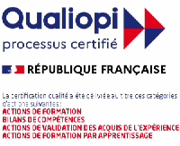 Logo Qualiopi, processus certifié, République française